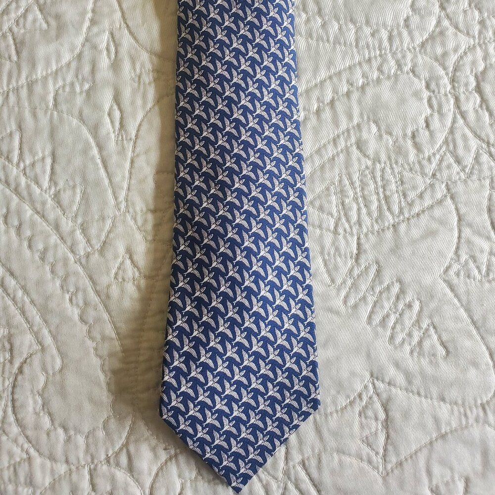 HERMES Vintage and Luxury Flying Fish Silk Tie from Paris France
